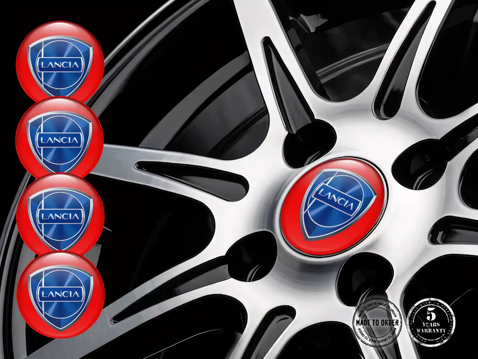 Lancia Radplaketten Ausgabe Harzgewölbte Labels